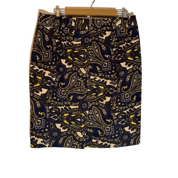 Ann Taylor Paisley Pencil Skirt Size 12  100% Cotton Shell & Polyester Lining - Picture 10 of 12